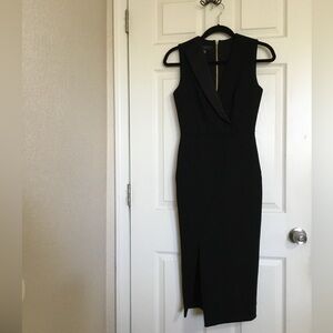 TED BAKER LONDON Black Tilolah Seam Detail LBD Midi Sheath dress - Sz 0